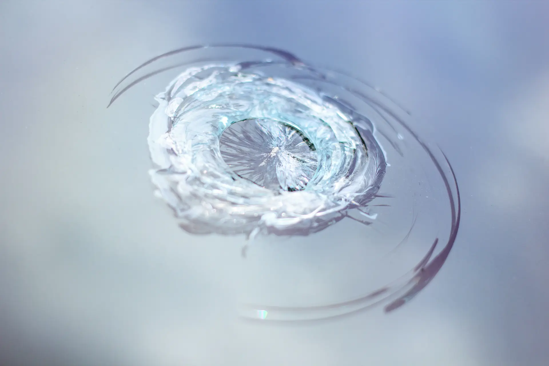 Extreme macro of a bullseye windscreen chip